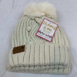 NWT - Simply Southern "Mommy & Me" Beanie Set in Ivory